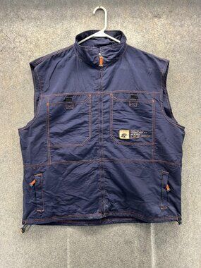 Vintage Clench 701 Jeans Vest Mens 2XL Blue Windbreaker Full Zip Streetwear 90s